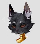 anthro black_body black_eyelids black_fur cheek_tuft collar ear_piercing facial_tuft fangs female fur inner_ear_fluff looking_at_viewer piercing pupils red_eyes slit_pupils solo tall_ears teeth tuft whiskers white_body white_fur yellow_sclera blakcatte bacardi_(muart242) domestic_cat felid feline felis mammal digital_media_(artwork) digital_painting_(artwork) headshot_portrait hi_res portrait