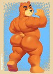 anthro big_butt blush brown_body brown_fur butt eyes_closed fur looking_at_viewer male nude overweight overweight_anthro overweight_male simple_background smile solo tail text hunnipanda animal_crossing nintendo teddy_(animal_crossing) bear mammal alternate_version_at_source digital_media_(artwork) hi_res