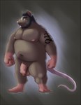 alchemical_symbol anthro balls belly black_hair eyewear flaccid foreskin genitals glasses hair humanoid_genitalia humanoid_hands humanoid_penis male moobs musclegut muscular navel nipples overweight overweight_male penis solo sulfur_symbol symbol bravo mammal murid murine rat rodent 2015