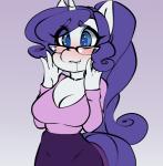 2018 2d_animation animated anthro blush bodily_fluids breasts cleavage clothed clothing drooling equid equine eyewear female friendship_is_magic glasses hair hasbro horn mammal my_little_pony mythological_creature mythological_equine mythology rarity_(mlp) reaction_image saliva short_playtime simple_background solo sparkles sparkling_eyes tolsticot unicorn