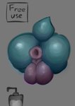 anthro anus backsack balls big_balls free_use gaping gaping_anus gay_male genitals hole_in_wall lube_bottle male puffy_anus solo teal_body text wholle unknown_species 2024 digital_media_(artwork) hi_res shaded