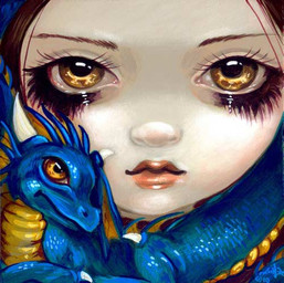 ambiguous_gender duo eyebrows eyelashes female feral hair lips looking_at_viewer makeup membrane_(anatomy) membranous_wings pupils running_makeup scales tail wings jasmine_becket-griffith european_mythology mythology dragon human mammal mythological_creature mythological_scalie scaled_dragon scalie western_dragon 2010 dated formal_art low_res painting_(artwork) traditional_media_(artwork) traditional_painting_(artwork)