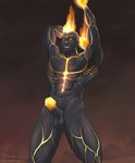 bald balls dark_body dark_skin erection fire genitals grin humanoid_genitalia humanoid_penis male markings muscular muscular_human muscular_male no_pupils not_furry penis pose smile solo teeth yellow_eyes pokegontc league_of_legends riot_games tencent brand_(lol) elemental_creature fire_creature human humanoid mammal 2024 digital_media_(artwork) hi_res