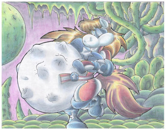 anthro belly big_belly big_breasts blonde_hair boots breasts clothed clothing female fetal_movement footwear gloves hair handwear huge_belly hyper hyper_belly pregnant pregnant_anthro pregnant_female shoes solo superhero superhero_costume virus-20 marerica equid equine horse mammal 2013 traditional_media_(artwork)