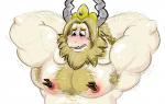 anothermeekone anthro armpit_hair arms_above_head asgore_dreemurr beard blonde_hair blush bodily_fluids body_hair boss_monster_(undertale) bovid caprine chest_hair crown crying facial_hair fur hair hands_behind_head headgear horn jewelry long_ears male mammal mature_anthro mature_male muscular muscular_anthro muscular_male nipple_clamp nipples nude open_mouth pecs shaking simple_background solo submissive submissive_male tears undertale undertale_(series) white_background