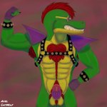 1:1 alligator alligatorid armpit_hair axel balls body_hair catwolf chest_hair crocodilian erection eyewear five_nights_at_freddy's five_nights_at_freddy's:_security_breach flexing flexing_bicep front_view genitals glasses green_body hair happy_trail hi_res humanoid_genitalia humanoid_penis male montgomery_gator navel nipples penis portrait pubes red_hair reptile scalie scottgames solo star_glasses steel_wool_studios three-quarter_portrait