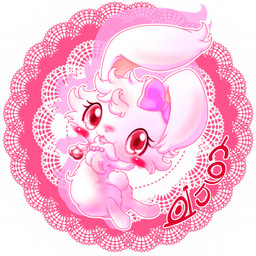 accessory blush butt chibi collar eyelashes female feral fur hair_accessory hair_ribbon looking_at_viewer looking_back looking_back_at_viewer pink_ribbon red_eyes ribbons simple_background solo white_body white_fur aru-wai-o jewelpet sanrio sega sega_fave ruby_(jewelpet) lagomorph leporid mammal rabbit 1:1 2012 hi_res