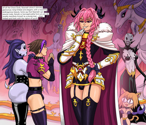 ambiguous_gender anthro armor breasts butt cat_tail embarrassed female femboy group hair horn long_hair looking_down looking_up male pink_hair sharp_teeth short_hair smile tail teeth flick-the-thief fate_(series) tsukihime type-moon warhammer_(franchise) warhammer_40000 astolfo_(fate) neco-arc slaanesh alien alien_humanoid human humanoid mammal