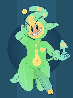 balls blush genitals glans green_body green_penis heart_symbol horn humanoid_genitalia humanoid_penis hyper_long_penis male multicolored_body nude penis sharp_teeth simple_background solo spade_tail tail tail_around_arm tail_coil teeth two_tone_body vein veiny_penis yellow_glans gemsum spit_(gemsum) goo_creature humanoid imp 2026 absurd_res hi_res