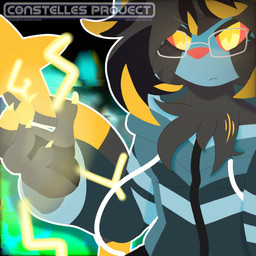 ambiguous_gender anthro black_body black_fur black_hair blonde_hair_tips blue_body blue_clothing blue_fur blue_hoodie blue_topwear chest_tuft clothing eyewear fur glasses hair hoodie humanoid_hands looking_at_viewer rectangular_glasses red_nose red_sclera solo topwear tuft wearing_glasses yellow_eyes theconstelles nintendo pokemon generation_4_pokemon luxray pokemon_(species) 1:1 2026 absurd_res digital_drawing_(artwork) digital_media_(artwork) hi_res genderfluid_(lore) nonbinary_(lore)