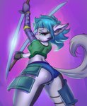 anthro armor clothing female melee_weapon solo sword underwear weapon prisma6 equid equine horse mammal pony hi_res