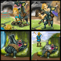 abdominal_bulge after_vore anthro belly big_belly blonde_hair bodily_fluids bokoblin_(breath_of_the_wild) bone burping burping_up_bones burping_up_object butt_first digestion drooling fatal_vore female female_prey group hair horn imminent_vore licking licking_lips male male_pred monster_pred open_mouth oral_vore pointy_ears prey_outline rumbling_stomach saliva same_size_vore snout struggling struggling_prey text tongue tongue_out trio vore meatmaz breath_of_the_wild nintendo the_legend_of_zelda link princess_zelda blin_(tloz) bokoblin humanoid hylian 1:1 absurd_res comic english_text hi_res