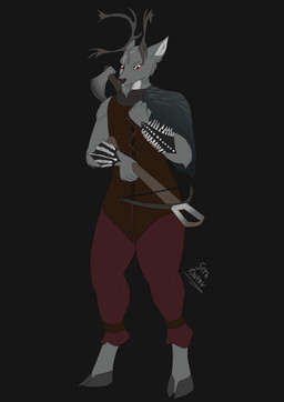 anthro antlers armor axe battle_axe beard bottomwear cheek_tuft cloak clothed clothed_anthro clothed_male clothing crossbow eye_scar facial_hair facial_scar facial_tuft fist fur gauntlets gloves grey_beard grey_body grey_facial_hair grey_fur handwear holding_object holding_weapon hooves horn male pants ranged_weapon red_eyes scar shirt simple_background solo spiked_gauntlets spikes topwear tuft tunic weapon sethraven4 deer mammal new_world_deer reindeer flat_colors hi_res signature