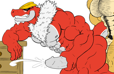 anal anal_penetration anthro anthrofied balls big_muscles bodily_fluids body_hair butt chest_tuft cum cum_while_penetrated cumshot duo ejaculation erection eyewear foreskin fur genital_fluids genitals glasses grey_penis happy_trail humanoid_genitalia humanoid_penis looking_pleasured male male/male male_penetrating masturbating_while_penetrated masturbation mature_anthro mature_male muscular muscular_anthro muscular_bottom muscular_male nipples non-mammal_nipples nude pecs penetration penile penile_masturbation penile_penetration penis penis_in_ass sex smile teeth tuft vein veiny_penis ragingflamey nintendo pokemon cyrus_rhodes dinosaur fossil_pokemon generation_6_pokemon pokemon_(species) prehistoric_species reptile scalie tyrantrum