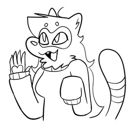 5_fingers anthro clothing facial_markings female fingers head_markings long_sleeve_sweater markings mask_(marking) pawpads ring_(marking) ringed_tail simple_background solo striped_markings striped_tail stripes sweater tail tail_markings topwear torso_shot white_background bigsteppies noodle_(aimkid) domestic_ferret mammal mustelid musteline true_musteline weasel black_and_white half-length_portrait monochrome portrait