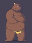 anthro belly blue_eyes blue_nose blush bulge clothing cute_fangs humanoid_hands kemono male navel overweight overweight_male simple_background solo underwear flappydog bear mammal 2016 3:4