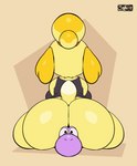 ambiguous_gender anthro big_butt butt clothed clothing dipstick_tail duo facesitting female female/ambiguous fur huge_butt looking_at_viewer markings purple_body purple_eyes rear_view simple_background sitting_on_another tail tail_markings yellow_body yellow_fur joaoppereiraus animal_crossing mario_bros nintendo isabelle_(animal_crossing) purps canid canine canis dinosaur domestic_dog mammal prehistoric_species purple_yoshi reptile scalie shih_tzu toy_dog yoshi 2022 2d_animation animated frame_by_frame hi_res short_playtime