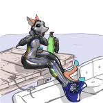 anthro arms_bound_to_collar bdsm biped boat bondage bound clothed clothing collar day fully_clothed latex male open_mouth outside oxygen_tank pier sitting solo submissive submissive_male vehicle water watercraft wetsuit dombrus colin_(anonymous3355) fish marine shark 1:1 2017 digital_media_(artwork) full-length_portrait hi_res portrait