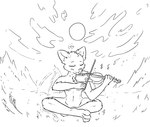 anthro biped casual_nudity cloud eyes_closed fisheye_lens front_view full_moon holding_violin male membrane_(anatomy) membranous_wings moon mountain musical_note musical_symbol night nude outdoor_nudity outside paws playing_music sitting solo spade_tail symbol tail wings slowderpyguy mammal monochrome sketch