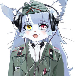 ambiguous_gender anthro blue_body blue_fur clothing electronics fur hat headgear headphones headset headwear heterochromia kei_419 military_cap military_uniform open_mouth reichsadler simple_background smile solo teeth totenkopf uniform white_body white_fur world_war_2 asian_mythology east_asian_mythology japan_air_self-defense_force japanese_mythology mythology omaneko_(jasdf) felid mammal nekomata yokai 2023