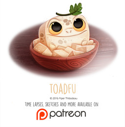 ambiguous_gender bowl container feral food humor looking_at_viewer pun simple_background smile solo text tofu_(food) visual_pun white_background wood yellow_eyes piper_thibodeau amphibian food_creature frog 2016 digital_media_(artwork) digital_painting_(artwork) english_text painting_(artwork)