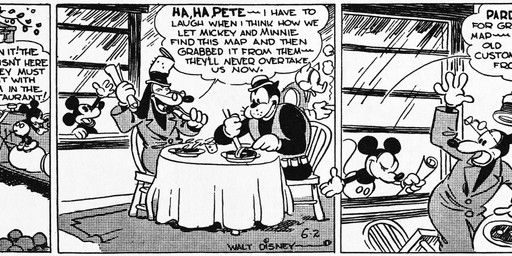 ambiguous_gender anthro bottomwear bowler_hat car chair clothed clothing coat dialogue eyewear female feral fingers floppy_ears food footwear furniture glasses gloves group handwear hat headgear headwear high_heels male open_mouth outside shoes sitting skirt surprised table tail text tongue top_hat topwear vehicle floyd_gottfredson roy_nelson disney public_domain mickey_mouse minnie_mouse pegleg_pete pete_(disney) sylvester_shyster canid canine canis domestic_cat domestic_dog domestic_pig equid equine felid feline felis horse mammal suid suine sus_(pig) 1930 20th_century absurd_res ancient_art black_and_white comic dated english_text hi_res long_image monochrome signature wide_image