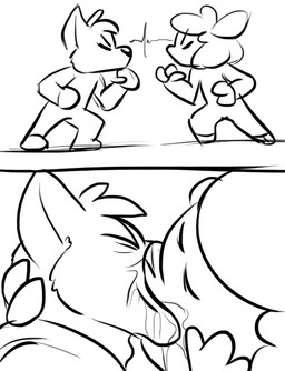 angry anthro bodily_fluids duo female fighting_pose french_kissing hair hand_on_face hand_on_neck hooves kissing male meme_pose passionate pose saliva saliva_on_face saliva_string short_hair simple_background tailless twtr yoshi_and_toad_kissing jim_the_lamb wolf_(twtr) bovid canid canine canis caprine humanoid mammal sheep wolf comic meme monochrome sketch