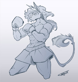 abs anthro biceps biped bottomwear boxing boxing_gloves clothed clothed_anthro clothed_male clothing hair handwear horn long_hair male male_anthro muscular muscular_male partially_clothed pose shorts solo sport three-quarter_view unicorn_horn mythology equid equine mammal mythological_creature mythological_equine unicorn black_and_grey digital_drawing_(artwork) digital_media_(artwork) hatching_(art) monochrome portrait shaded signature sketch three-quarter_portrait