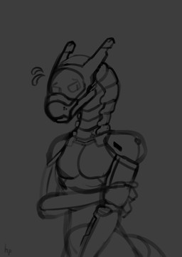 anthro fingers machine male nude screen screen_face simple_background solo standing hofi-peak robot synth_(vader-san) absurd_res hi_res monochrome