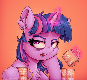 angry annoyed bangs cheek_tuft chest_tuft container cup eyebrows eyelashes facial_tuft female feral fluffy fur glowing glowing_horn hair horn inner_ear_fluff magic messy_hair multicolored_hair open_mouth purple_body purple_eyes purple_fur purple_hair solo telekinesis tuft zeepheru_pone friendship_is_magic hasbro my_little_pony mythology twilight_sparkle_(mlp) equid equine mammal mythological_creature mythological_equine unicorn 2023 digital_media_(artwork)