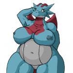 anthro breasts female genitals membrane_(anatomy) membranous_wings nipples non-mammal_nipples pokemorph pussy solo wings kaivolate raptorkou nintendo pokemon generation_3_pokemon pokemon_(species) salamence 1:1 digital_media_(artwork) low_res oekaki