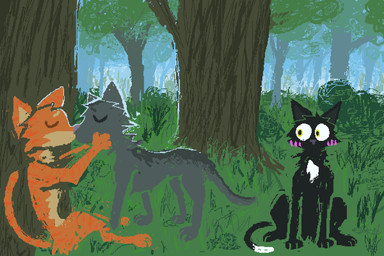 being_watched black_body black_fur detailed_background duo feral fur grass grey_body grey_fur kissing looking_at_another male male/male orange_body orange_fur plant sitting tree demensa warriors_(book_series) firestar_(warriors) graystripe_(warriors) ravenpaw_(warriors) domestic_cat felid feline felis mammal 2024 digital_media_(artwork) hi_res pixel_(artwork)