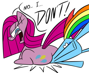 angry big_butt blue_body blue_eyes butt cutie_mark dialogue duo eyelashes facesitting female feral hair humor looking_back multicolored_tail nude open_mouth pink_body pink_hair pink_tail rainbow_tail simple_background sitting sitting_on_another straight_hair tail text white_background wings jdone friendship_is_magic hasbro my_little_pony mythology pinkamena_(mlp) pinkie_pie_(mlp) rainbow_dash_(mlp) earth_pony equid equine horse mammal mythological_creature mythological_equine pegasus pony 2026 digital_media_(artwork) english_text hi_res meme