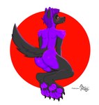 anthro bean big_butt butt dark_body dark_fur feet fur hair male nude purple_body purple_fur solo yellow_eyes ltzodd darkfox canid canine fox mammal absurd_res hi_res