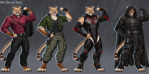 bottomwear cargo_pants clothing costume fingerless_gloves flexing flexing_bicep flower footwear formal gloves handwear jacket latex muscular outfit_change outfit_reference pants plant pose sith sith_lord sith_robe standing suit suit_jacket superhero_costume tail toeless_footwear topwear chamomile_(artist) ricius_teck cougar felid feline mammal absurd_res hi_res model_sheet