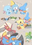 ambiguous_gender blue_body duo feral grey_background group hug open_mouth red_body simple_background text tongue tongue_out yellow_body azuma_minatsu nintendo pokemon pokemon_mystery_dungeon spike_chunsoft amphibian avian blaziken bulbasaur eeveelution generation_1_pokemon generation_2_pokemon generation_3_pokemon generation_4_pokemon generation_7_pokemon generation_8_pokemon leafeon mammal mudkip pikachu pokemon_(species) rodent rowlet scalie sobble swampert treecko wooper 2019 hi_res japanese_text multiple_images translation_request