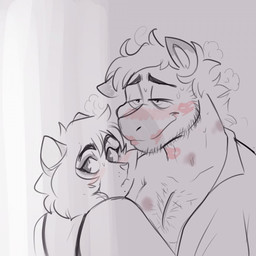 anthro bangs beard black_bra black_clothing black_eyebrows black_underwear blush bodily_fluids body_hair bra bruised bruised_neck cheek_tuft chest_hair closed_smile clothed clothed_anthro clothed_female clothed_male clothing duo eyebrows eyelashes facial_hair facial_tuft female female_anthro grey_background grey_clothing grey_eyes grey_hair grey_shirt grey_topwear hair half-closed_eyes hickey kiss_mark_on_face larger_anthro larger_male looking_back male male/female male_anthro mouth_closed narrowed_eyes no_pupils shirt short_hair simple_background size_difference smaller_anthro smaller_female smile steam stubble sweat sweatdrop topwear tuft underwear ractoons colty_(colty8) raquel_(ractoons) equid equine horse mammal procyonid raccoon 1:1 2021 digital_drawing_(artwork) digital_media_(artwork) english_description hi_res sketch