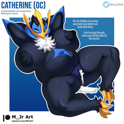 anthro beak belly big_belly big_breasts black_body blue_eyes bodily_fluids breasts claws cum cum_in_vagina cum_inside cum_pooling dialogue eyelashes female genital_fluids genitals huge_breasts leaking_cum mature_female nipples non-mammal_breasts nude nude_female overweight overweight_anthro overweight_female pokemorph smile solo text thick_thighs voluptuous_anthro voluptuous_female vulva m_jr1532 nintendo pokemon avian empoleon generation_4_pokemon pokemon_(species) 1:1 absurd_res english_text hi_res url