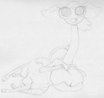 2_toes big_breasts breasts collarbone feet female hair long_neck open_mouth raised_tail solo tail toes tongue sbshouseofpancakes centaurworld netflix glendale_(centaurworld) antelope bovid gerenuk mammal taur true_antelope monochrome sketch traditional_media_(artwork)