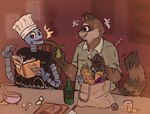 anthro book brown_body chef_hat clothing cooking food fruit grey_body hat headgear headwear machine pear plant shirt slightly_chubby topwear mortuss_mortem robot_dreams rascal_(robot_dreams) robot_(robot_dreams) mammal procyonid raccoon robot 2024