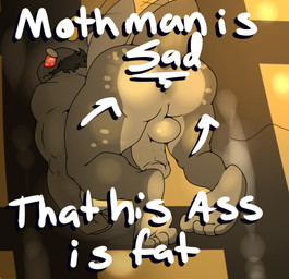 4_toes antennae_(anatomy) anthro backsack balls feet genitals glowing glowing_eyes male muscular muscular_male nude penis red_eyes solo text toes wings sylvanedadeer mothman alien arthropod cryptid insect lepidopteran monster moth absurd_res hi_res meme