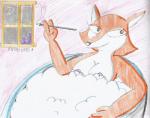 anthro bath bathe bathtub breasts cigarette cigarette_holder city colored_pencil detailed_background female moon night nude smoking solo star window captain-cheto the_f_tales fauna_fox canid canine fox mammal 2015 colored_pencil_(artwork) traditional_media_(artwork)