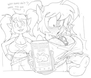 anthro big_breasts blush bodily_fluids bottomwear braces breast_play breasts cellphone cleavage clothed clothing denim denim_bottomwear denim_clothing disembodied_penis duo electronics facial_hair female first_person_view genitals holding_object holding_phone huge_breasts jeans loli looking_at_viewer male male/female midriff motion_lines open_mouth oppai_loli pants penis phone pigtails question_mark sex shirt sideburns surprised sweat talking_to_viewer tank_top text titfuck titfuck_under_clothes topwear two_panel_image young young_female dbaru disney goof_troop pistol_pete domestic_cat felid feline felis mammal 2025 english_text greyscale hi_res meme monochrome