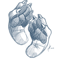 ambiguous_gender anthro claws disembodied_foot feet foot_focus foot_shot hindpaw pawpads paws plantigrade simple_background soles solo toe_claws hufnaar ambiguous_species 1:1 2017 dated hi_res monochrome sketch
