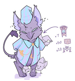 4_toes accessory ambiguous_anthro ambiguous_gender anthro barefoot beak big_ears biped black_beak black_body black_fur black_tail black_tail_tuft blue_clothing blue_hat blue_headwear blue_pajamas blue_topwear blush blush_lines bottomless bottomless_ambiguous bottomless_anthro box cheek_tuft chest_tuft clock clothed clothed_ambiguous clothed_anthro clothing collared_shirt container crate crescent_moon crotch_tuft directional_arrow empty_eyes eyes_mostly_closed facial_tuft featureless_crotch feet front_view fur gameplay_mechanics group guilty hands_behind_back hat head_tuft headgear headwear hiding hiding_behind_another hindpaw looking_at_viewer moon narrowed_eyes nightcap open_beak open_clothing open_mouth open_shirt open_topwear pajama_shirt pajamas pattern_clothing pattern_hat pattern_headgear pattern_headwear pattern_shirt pattern_topwear pawpads paws pocketwatch purple_inner_ear purple_pawpads semi-anthro shirt simple_background solo_focus sparkles standing tail tail_tuft text toes topwear tuft watch white_background young young_ambiguous young_anthro servali_sketch deadlock_(game) mythology valve lil_helper_(deadlock) rem_(deadlock) avian chimera dream_creature gryphon mythological_avian mythological_creature 2026 aliasing binary_drawing colored digital_drawing_(artwork) digital_media_(artwork) english_text