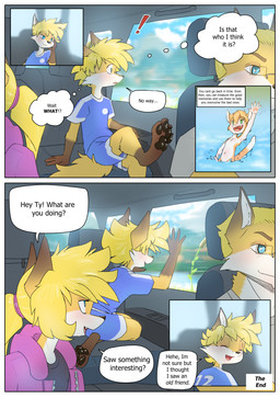 5_fingers anthro blonde_hair blue_eyes claws clothed clothing cloud dialogue exclamation_point eyewear female fingers gesture glasses group hair male pawpads speech_bubble tail text thought_bubble trio waving young young_anthro young_female young_male galo henry_(tycloud) soggymaster tammy_(tycloud) tycloud canid canine domestic_cat felid feline felis fox mammal absurd_res comic english_text hi_res in_memoriam cousins_(lore) father_(lore) father_and_child_(lore) father_and_son_(lore) parent_(lore) parent_and_child_(lore) parent_and_son_(lore) son_(lore)