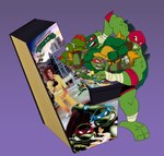 angry anthro arcade_machine beverage drinking fight gaming green_body green_eyes green_skin group kerchief male mask on_model playing_video_game purple_background simple_background soda style_crossover scottforester17 rise_of_the_teenage_mutant_ninja_turtles teenage_mutant_ninja_turtles teenage_mutant_ninja_turtles_(1987) teenage_mutant_ninja_turtles_(2003) teenage_mutant_ninja_turtles_(2012) raphael_(tmnt) alligator_snapping_turtle reptile scalie snapping_turtle turtle 2023 absurd_res digital_drawing_(artwork) digital_media_(artwork) hi_res