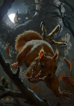 ambiguous_gender beak branch claws duo feathered_wings feathers feet feral full_moon fur hunting jumping looking_at_viewer low-angle_view moon night outside red_body red_fur tail talons toes whiskers wings akreon gwent avian bird eurasian_red_squirrel mammal owl rodent sciurid tree_squirrel hi_res official_art