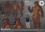 2014 anthro athletic balls bear belt biceps biped black_nose bottomwear brown_body brown_fur burelom_(wolfy-nail) butt claws clothed clothing color_swatch digital_media_(artwork) english_text erection eyebrows eyelashes facial_hair fangs fur genitals glans green_eyes grin hair humanoid_genitalia humanoid_penis jewelry looking_at_viewer male mammal model_sheet muscular muscular_anthro nail navel necklace nude open_mouth pants pawpads paws pecs penis shirt side_view smile solo standing tank_top teeth text tongue topwear vein watermark wolfy-nail