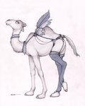 clothed clothed_feral clothing ear_piercing eyelashes fatty_humps female feral hooves lace leggings legwear lingerie long_neck piercing simple_background solo tight_clothing ecmajor camel camelid mammal 2018 hi_res sketch traditional_media_(artwork)